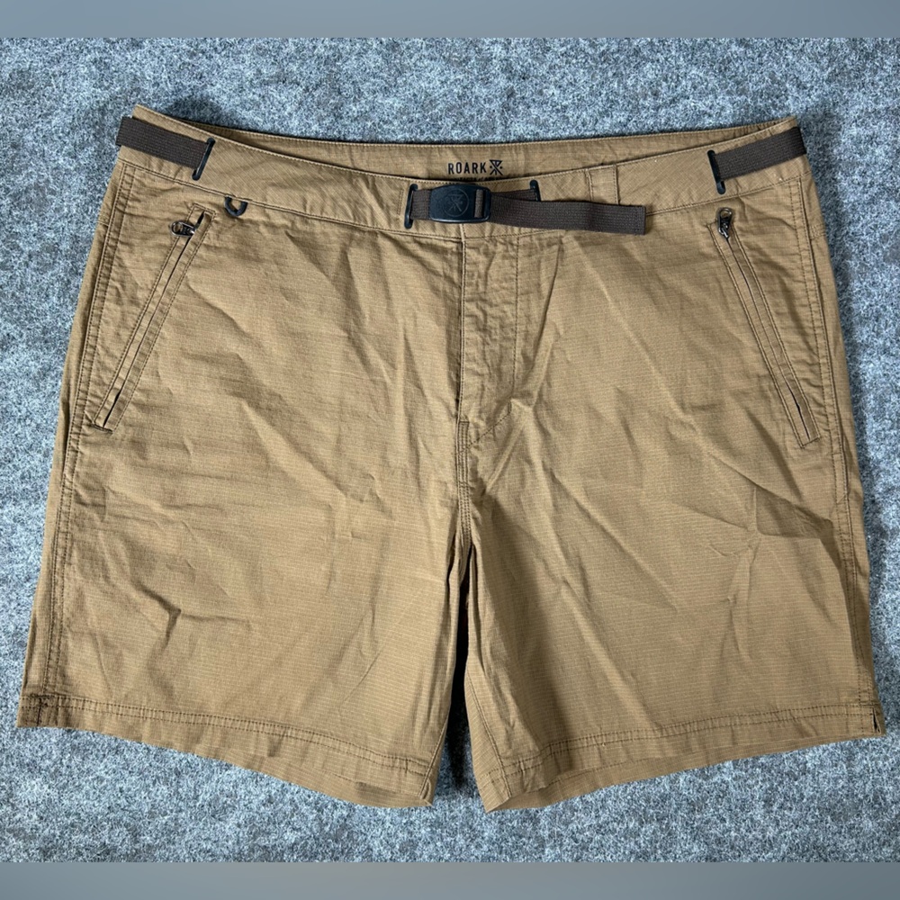 Roark Campover Shorts Men's 38 Tan Ripstop Outdoors‎ Pockets Belted 6" Inseam